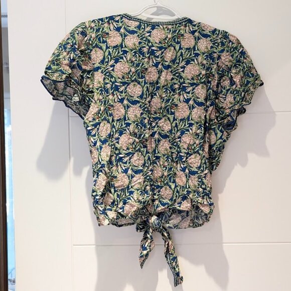 (XL) Max Studio Tie Front Blouse Floral - Picture 3 of 9